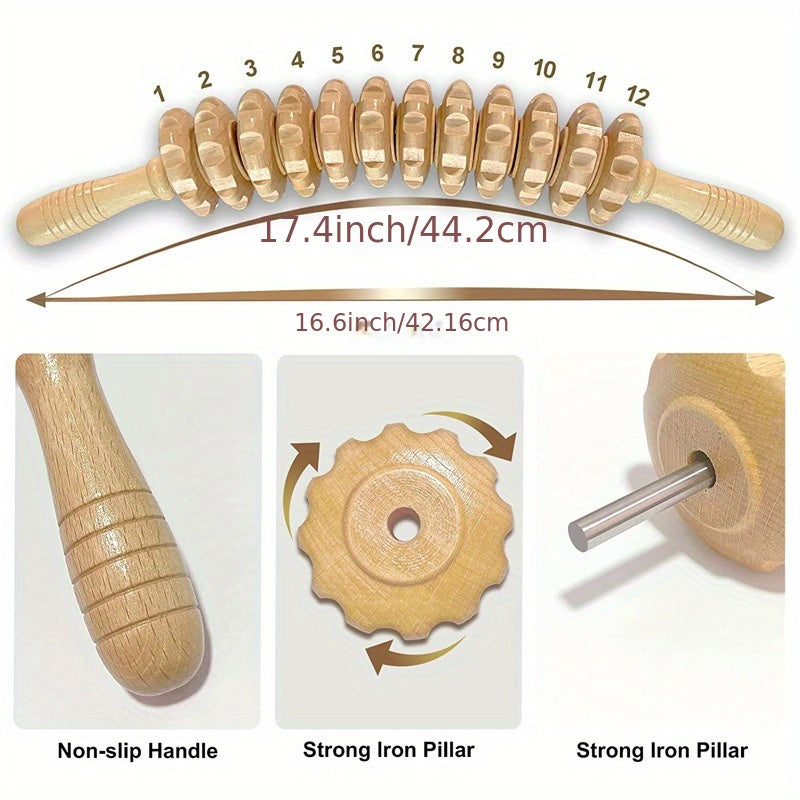1/5pcs Wooden Curved Massager Handheld Roller Stick Curved Massager