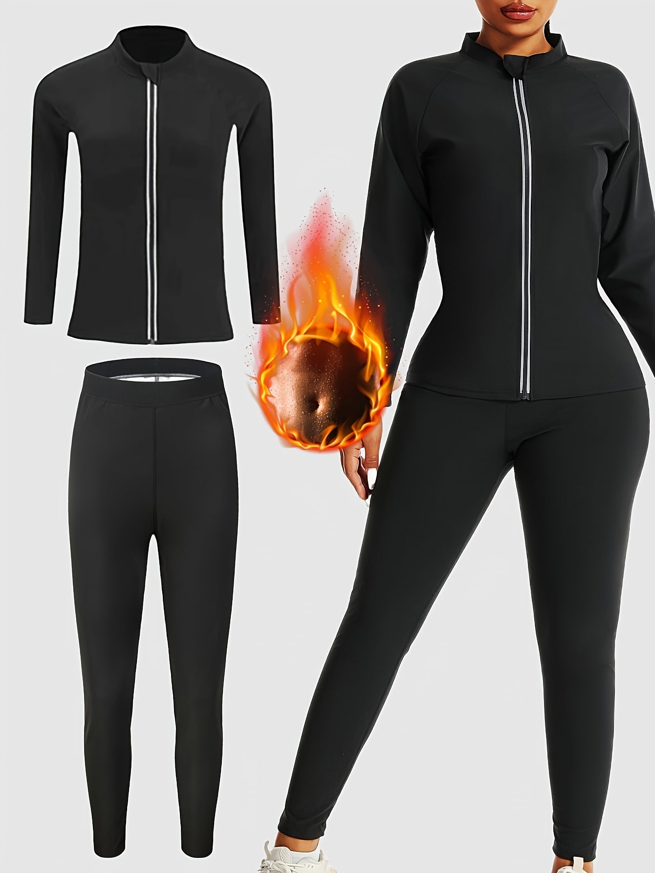 [Sauna Sport Set] Women's Sauna Sport Long Sleeve and Pants Set
