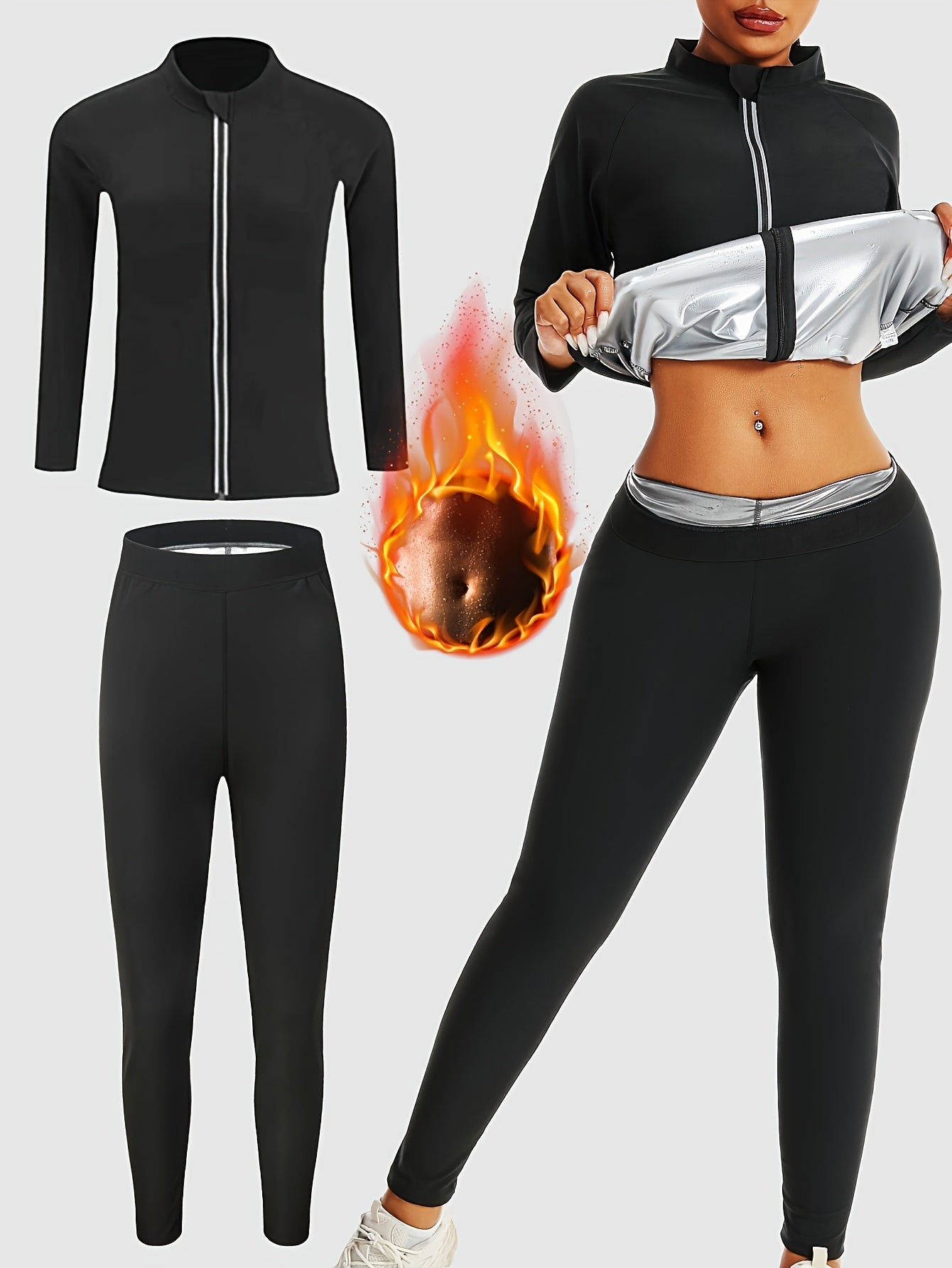 [Sauna Sport Set] Women's Sauna Sport Long Sleeve and Pants Set