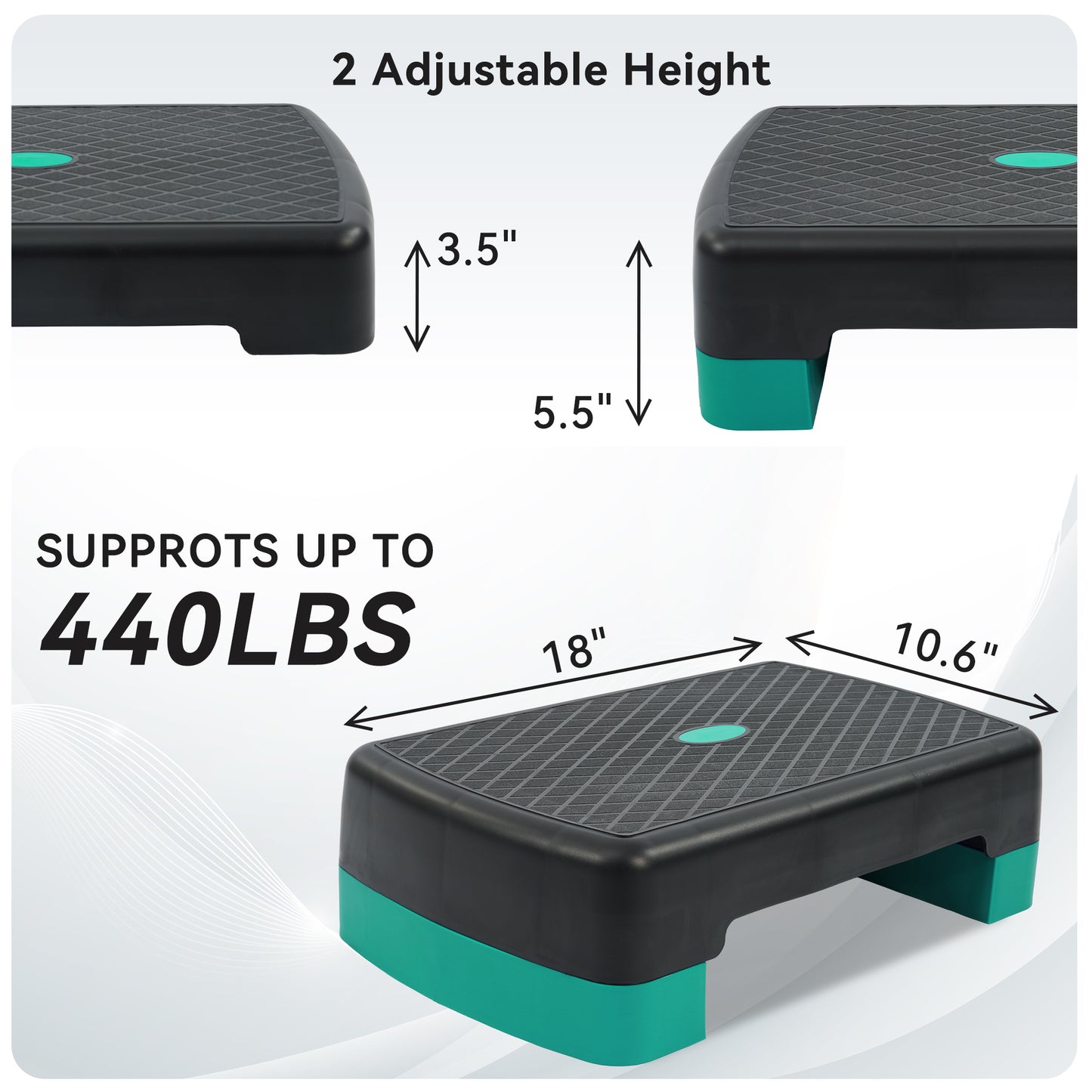 Aerobic Stepper Step Platform with 2 Risers