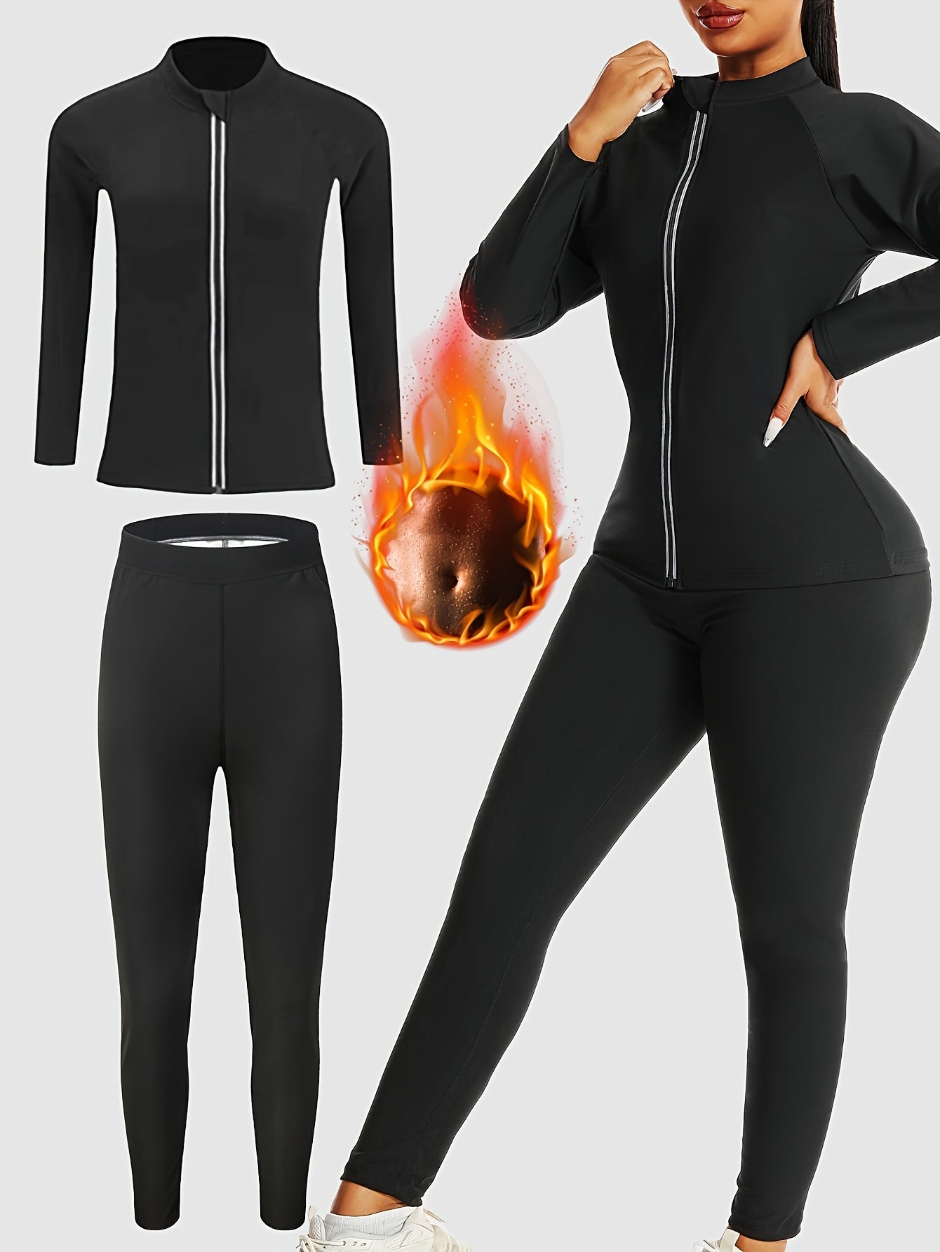 [Sauna Sport Set] Women's Sauna Sport Long Sleeve and Pants Set