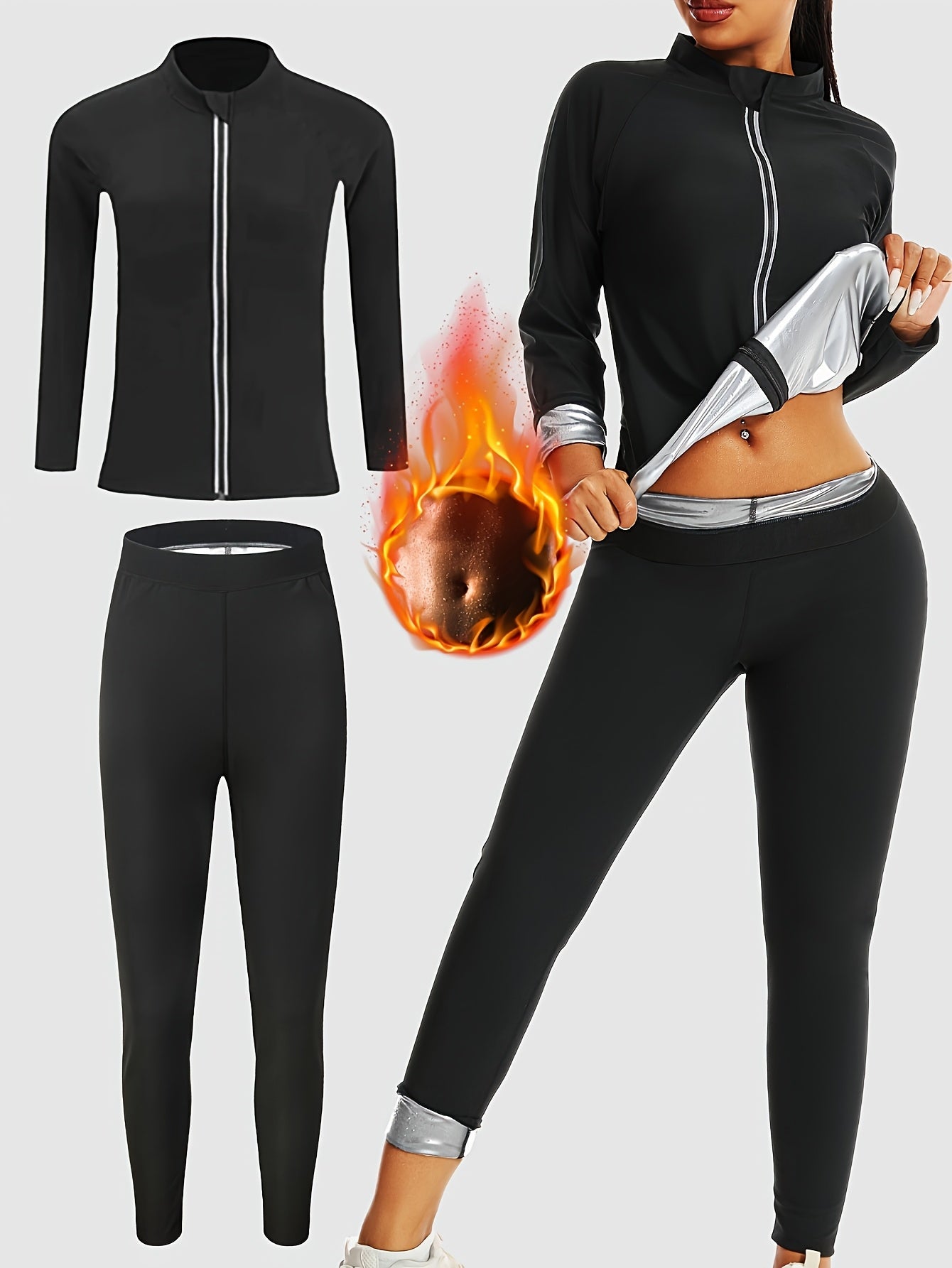[Sauna Sport Set] Women's Sauna Sport Long Sleeve and Pants Set