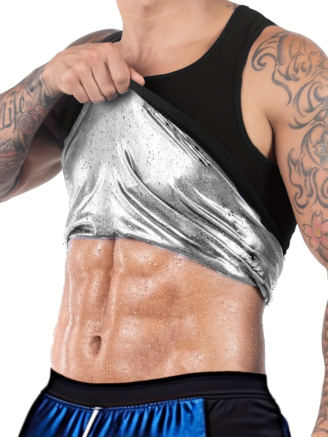 Sauna Hoodie Sweat Vest and Shorts Set for Men