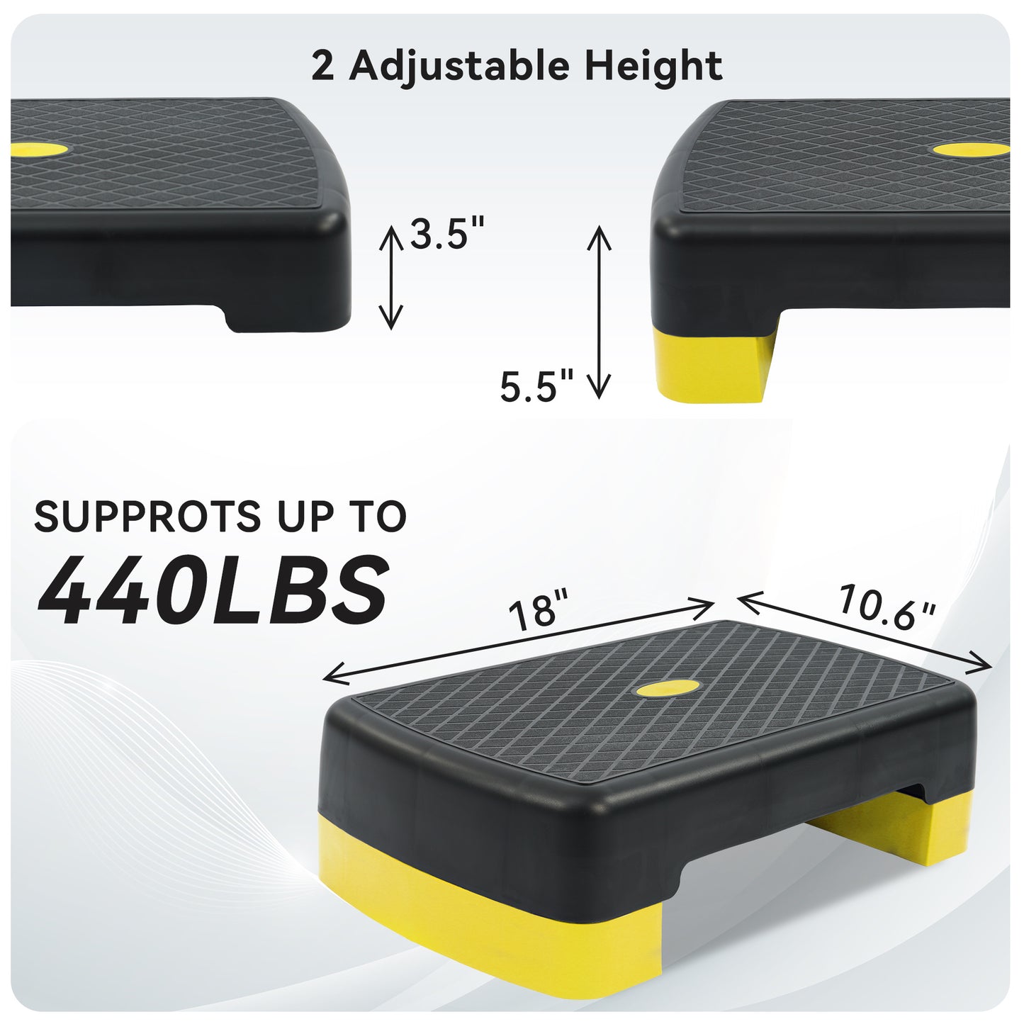 Aerobic Stepper Step Platform with 2 Risers