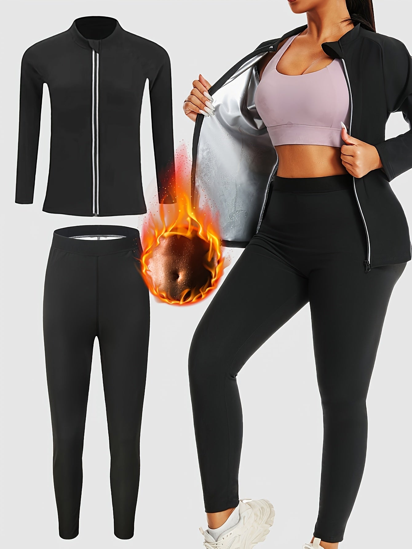 [Sauna Sport Set] Women's Sauna Sport Long Sleeve and Pants Set