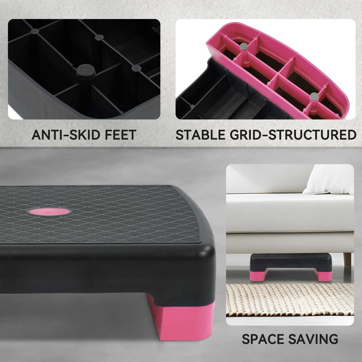 Aerobic Stepper Step Platform with 2 Risers