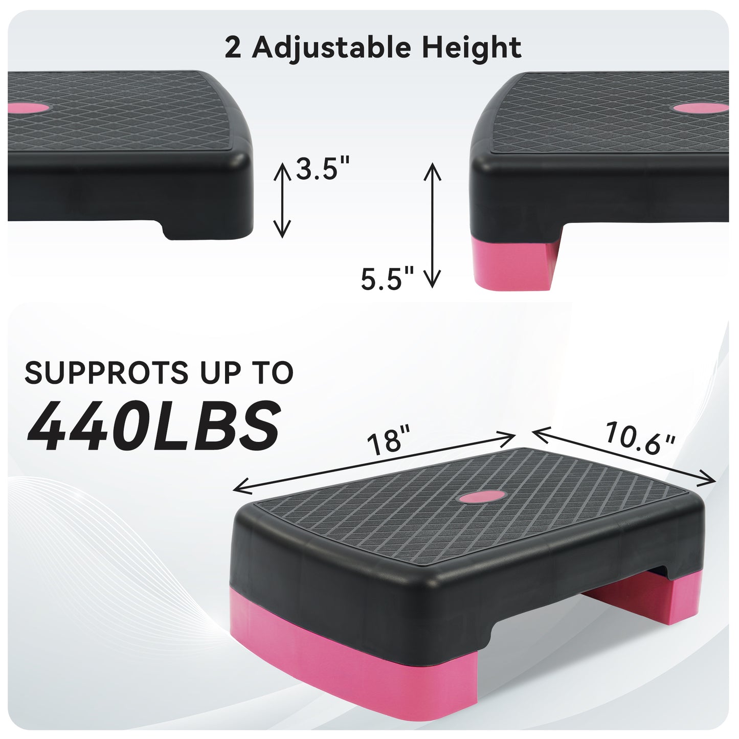 Aerobic Stepper Step Platform with 2 Risers